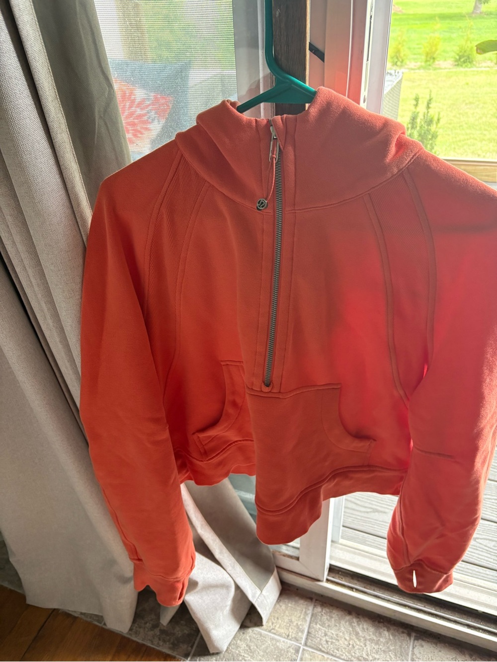 lululemon athletica Orange Half-Zip scuba Hoodie